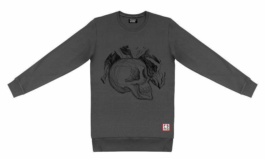 T-Shirt langarmig mit Totenkopf SKS15